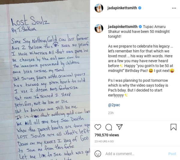 Did Tupac Write Letters To Jada Pinkett Smith